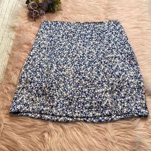 Zara Blue and White Floral Mini Skirt